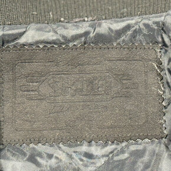 Vintage Shoei Racing 90's XL Black Wool & Leather Bomber Jacket - Picture 5 of 14